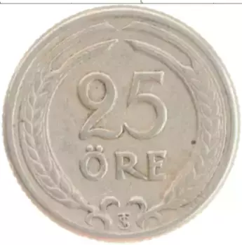 Монета 25 эре Швеции 1946 года Медно-никель Густав V