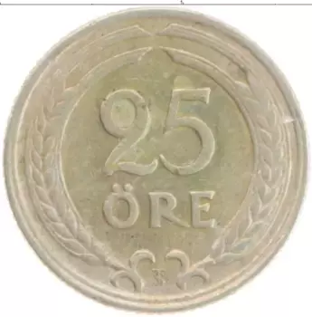 Монета 25 эре Швеции 1946 года Медно-никель Густав V