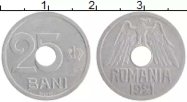 Монета 25 бани Румынии 1921 года Алюминий