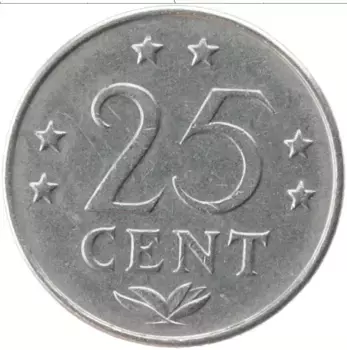 Монета 25 центов Антильских островов 1971 года Медно-никель Герб