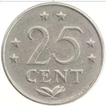 Монета 25 центов Антильских островов 1971 года Медно-никель