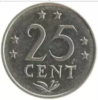 Монета 25 центов Антильских островов 1979 года Медно-никель Нидерландские Антильские острова