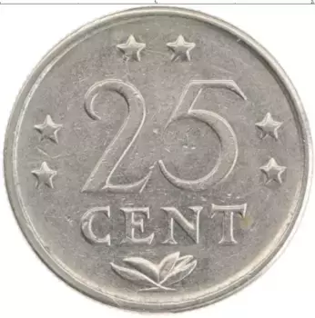 Монета 25 центов Антильских островов 1984 года Медно-никель