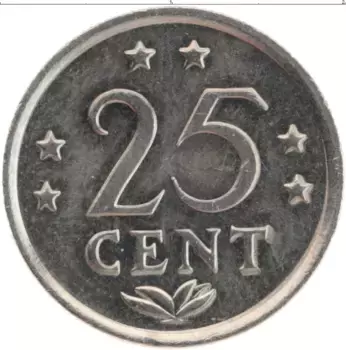 Монета 25 центов Антильских островов 1985 года Медно-никель