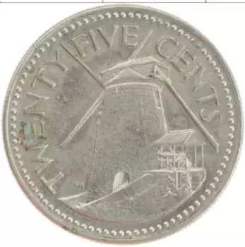Монета 25 центов Барбадоса 1973 года Медно-никель