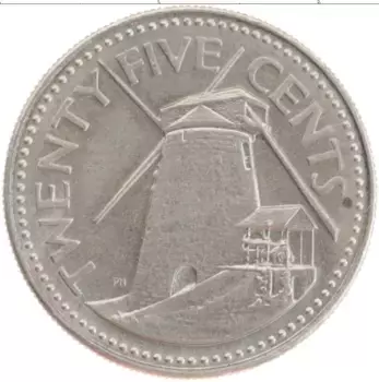 Монета 25 центов Барбадоса 1978 года Медно-никель