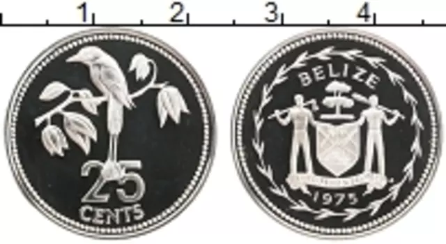 Монета 25 центов Белиза 1975 года Серебро
