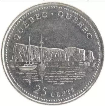Монета 25 центов Канады 1992 года Медно-никель 125 лет Конфедерации Канада - Квебек