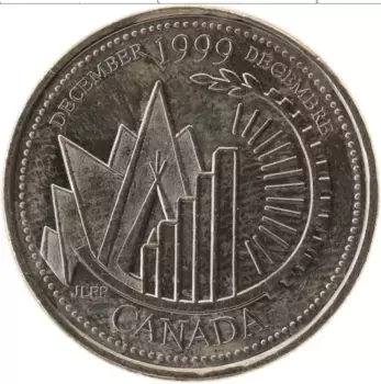 Монета 25 центов Канады 1999 года Медно-никель Миллениум, Декабрь, Елизавета II