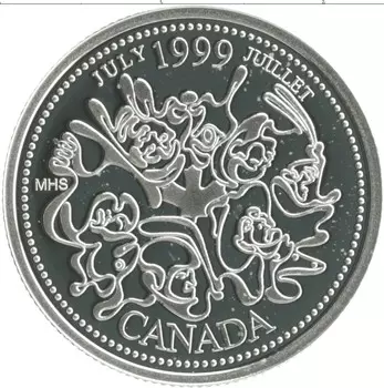 Монета 25 центов Канады 1999 года Серебро Елизавета II