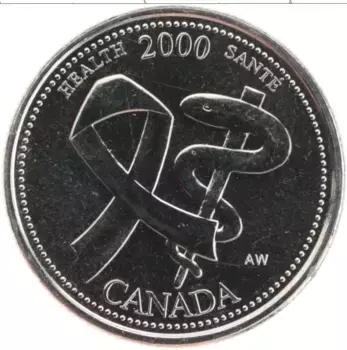 Монета 25 центов Канады 2000 года Медно-никель Миллениум