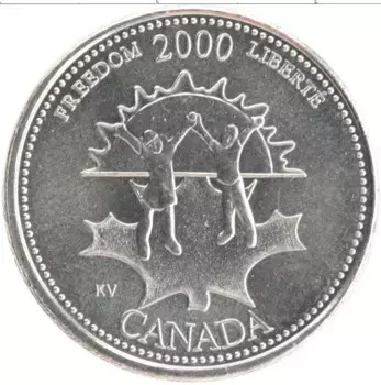 Монета 25 центов Канады 2000 года Медно-никель Елизавета II
