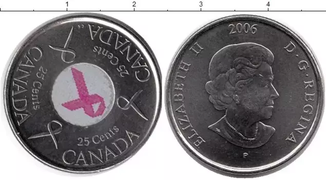 Монета 25 центов Канады 2006 года Медно-никель Цветная эмаль