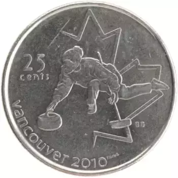 Монета 25 центов Канады 2007 года Медно-никель Олимпийские игры в Ванкувере