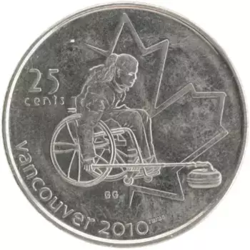 Монета 25 центов Канады 2007 года Медно-никель Паралимпийские игры в Ванкувере