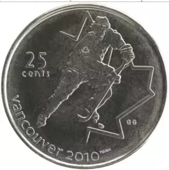 Монета 25 центов Канады 2007 года Медно-никель Олимпиада 2010 в Ванкувере