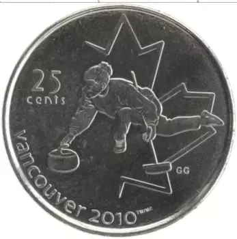 Монета 25 центов Канады 2007 года Медно-никель Олимпиада 2010 в Ванкувере