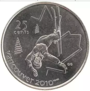 Монета 25 центов Канады 2008 года Медно-никель Елизавета II