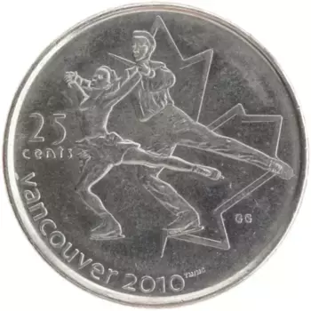 Монета 25 центов Канады 2008 года Медно-никель Олимпийские игры 2010 в Ванкувере
