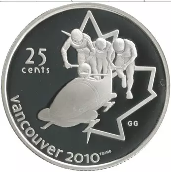 Монета 25 центов Канады 2008 года Серебро Елизавета II