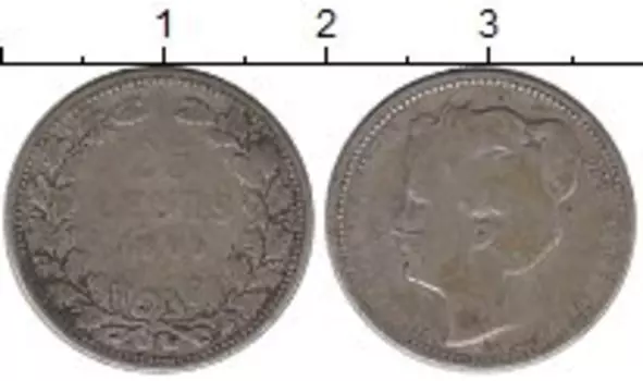 Монета 25 центов Нидерланд 1905 года Серебро Вильгельмина