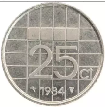 Монета 25 центов Нидерланд 1984 года Медно-никель Беатрикс