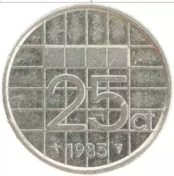 Монета 25 центов Нидерланд 1985 года Медно-никель Беатрикс