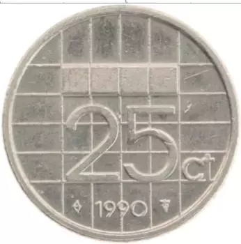 Монета 25 центов Нидерланд 1990 года Медно-никель Беатрикс