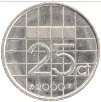 Монета 25 центов Нидерланд 2000 года Медно-никель Беатрикс