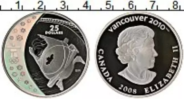Монета 25 долларов Канады 2008 года Серебро Олимпийские игры в Ванкувере