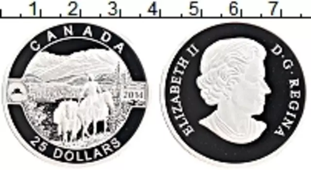 Монета 25 долларов Канады 2014 года Серебро Елизавета II