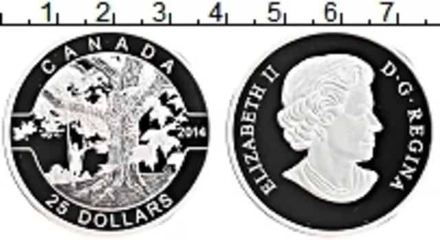 Монета 25 долларов Канады 2014 года Серебро Елизавета II