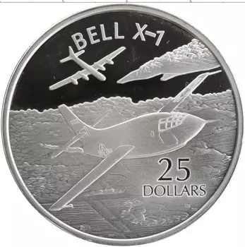 Монета 25 долларов Соломоновых островов 2003 года Серебро Авиация Bell X-1