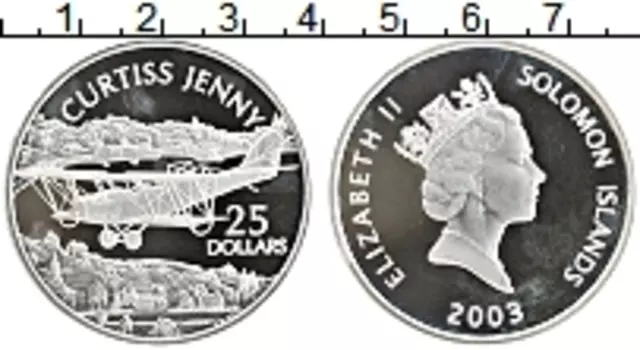 Монета 25 долларов Соломоновых островов 2003 года Серебро Елизавета II