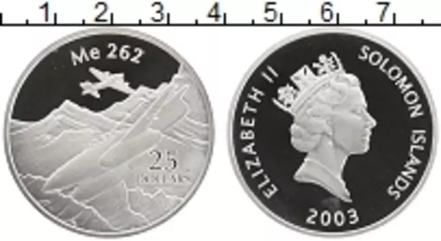 Монета 25 долларов Соломоновых островов 2003 года Серебро Елизавета II
