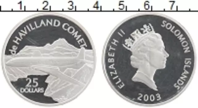 Монета 25 долларов Соломоновых островов 2003 года Серебро Елизавета II