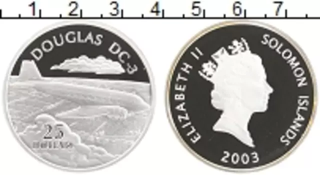 Монета 25 долларов Соломоновых островов 2003 года Серебро Елизавета II
