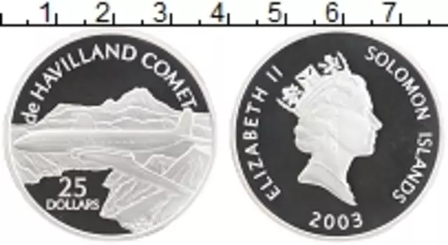 Монета 25 долларов Соломоновых островов 2003 года Серебро Елизавета II
