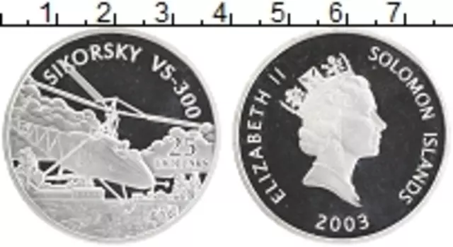 Монета 25 долларов Соломоновых островов 2003 года Серебро Елизавета II
