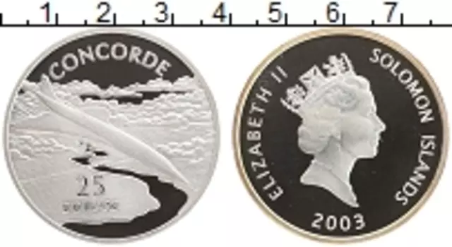 Монета 25 долларов Соломоновых островов 2003 года Серебро Елизавета II