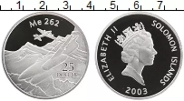 Монета 25 долларов Соломоновых островов 2003 года Серебро Ме-262
