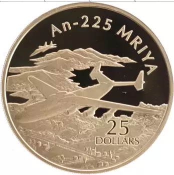 Монета 25 долларов Соломоновых островов 2005 года Серебро Самолет An-225 Мрия