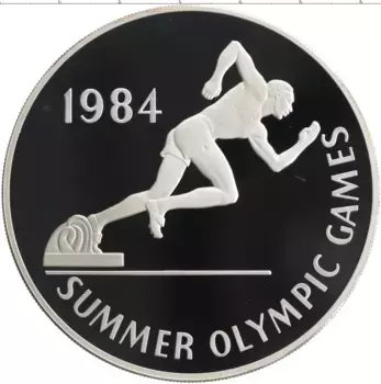 Монета 25 долларов Ямайки 1984 года Серебро XXIII летние Олимпийские игры, Лос-Анджелес 1984