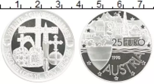 Монета 25 евро Австрии 1998 года Серебро UNUSUAL