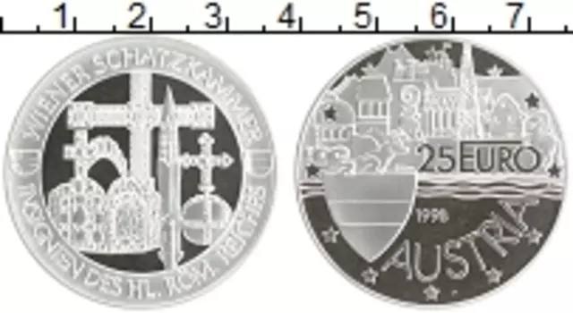 Монета 25 евро Австрии 1998 года Серебро Венская сокровищница