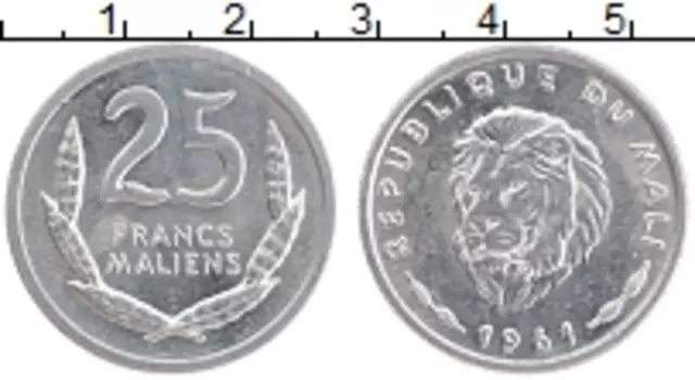 Монета 25 франков Мали 1961 года Алюминий