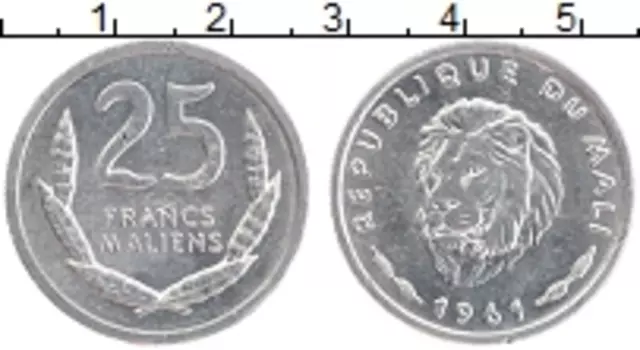 Монета 25 франков Мали 1961 года Алюминий