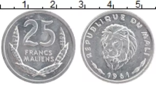 Монета 25 франков Мали 1961 года Алюминий