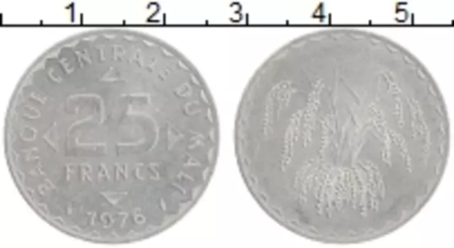Монета 25 франков Мали 1976 года Алюминий