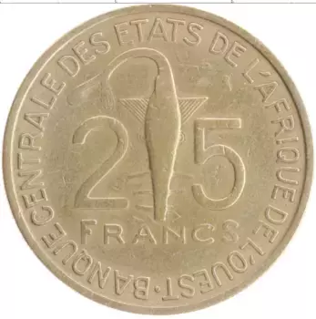 Монета 25 франков Западной Африки 1971 года Бронза